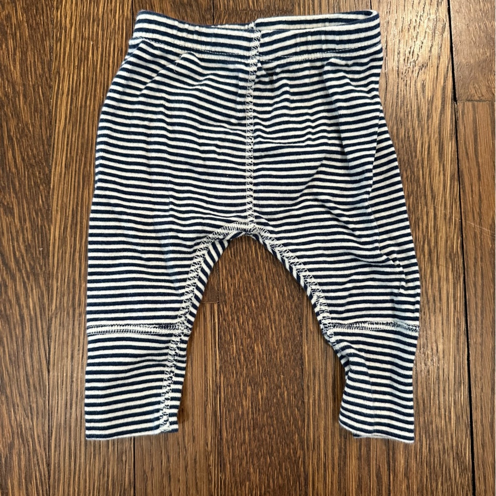 Hanna Andersson Navy and White Striped Pants- size 0-3m